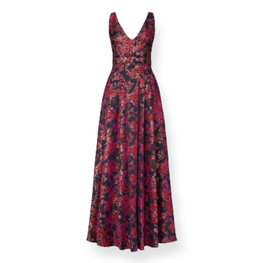 Badgley Mischka Pink Floral Jacquard Gown Size 12